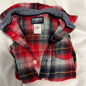 Red flannel collared onesie